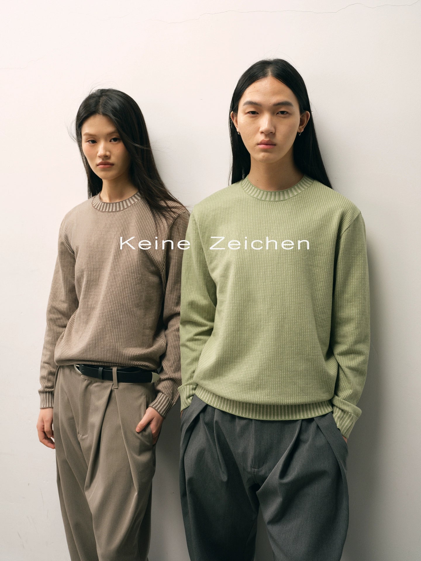 NO LOGO Fine Plaid Corrugated Jacquard Knitted Sweater