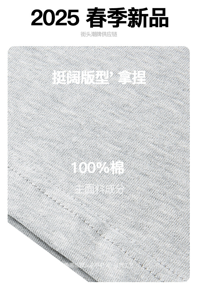 MADEEXTREME 100% Cotton Quiet Luxury Light Velvet Loose Crew Neck Long Sleeve Tee