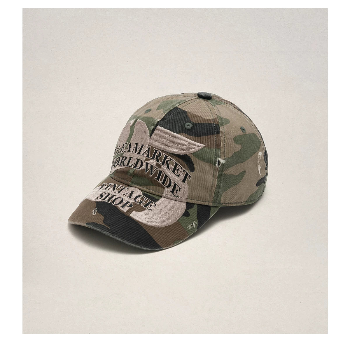 Fleamarket Vintage Alphabet Embroidery Camouflage Cap