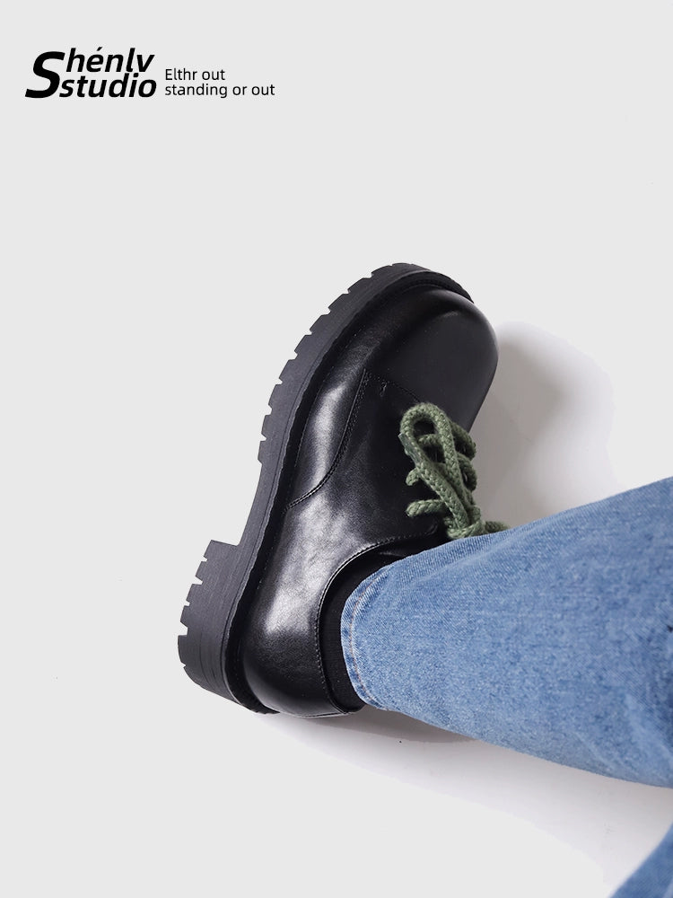 SHENLV STUDIO Contrast color hemp rope derby shoes