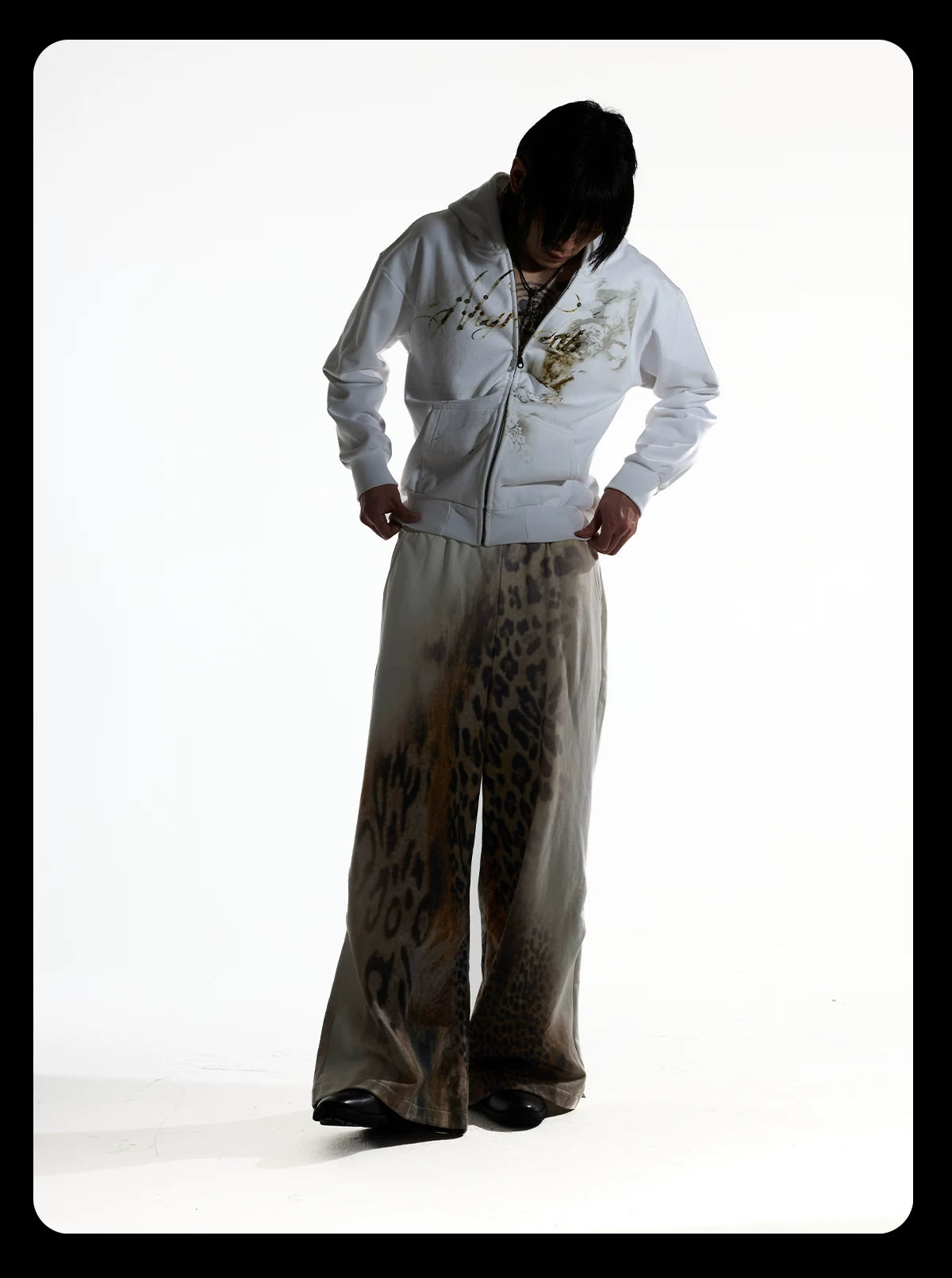 NIGHTLAB Leopard Print Wide-leg Sweatpants