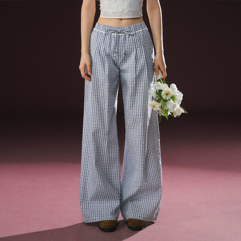Ariseism Plaid Wide Leg Versatile Casual Pants