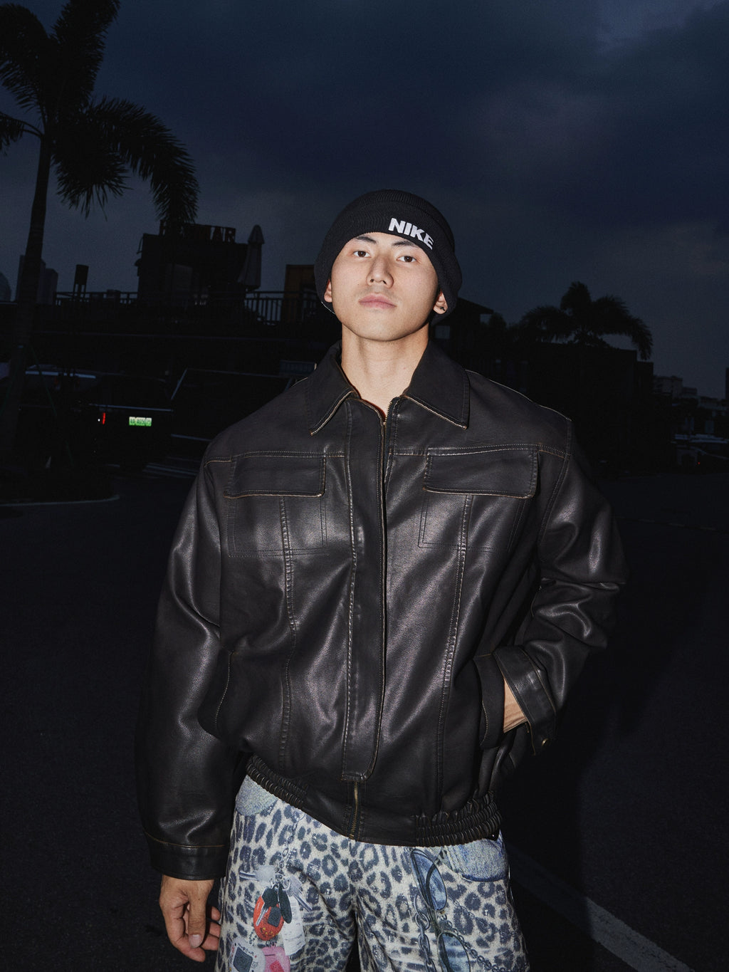 PAPASLILMONSTER Vintage Loose Leather Jacket