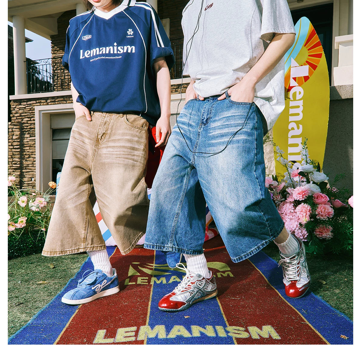Lemanism Vintage Loose Denim Cropped Pants