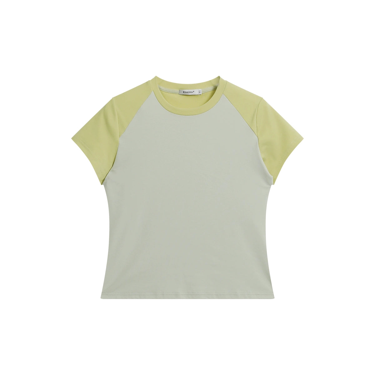 FUNKYFUN Elastic Thread Contrasting Shoulder Sleeve Tee