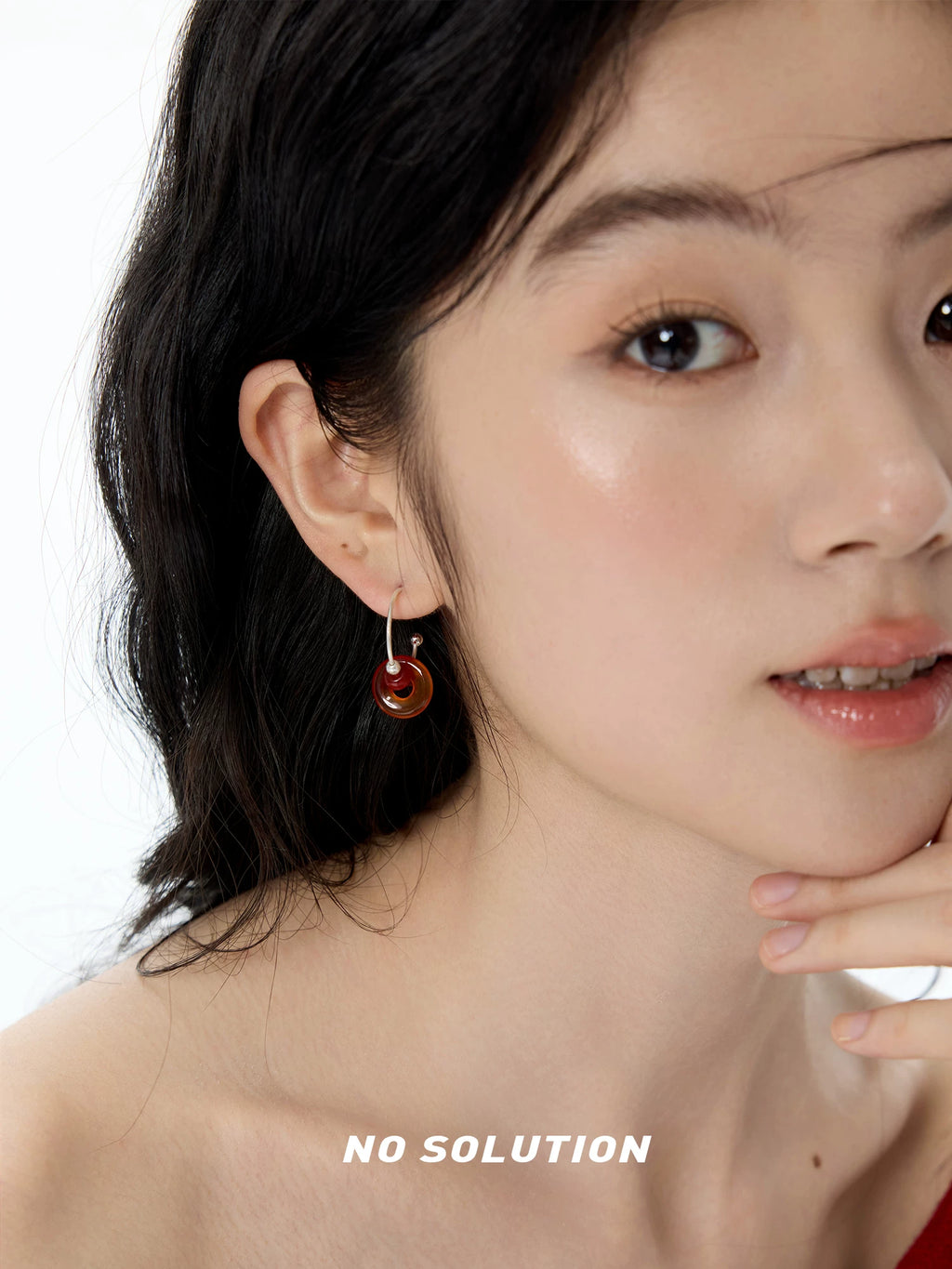 NO SOLUTION Safety Buckle Agate Earrings