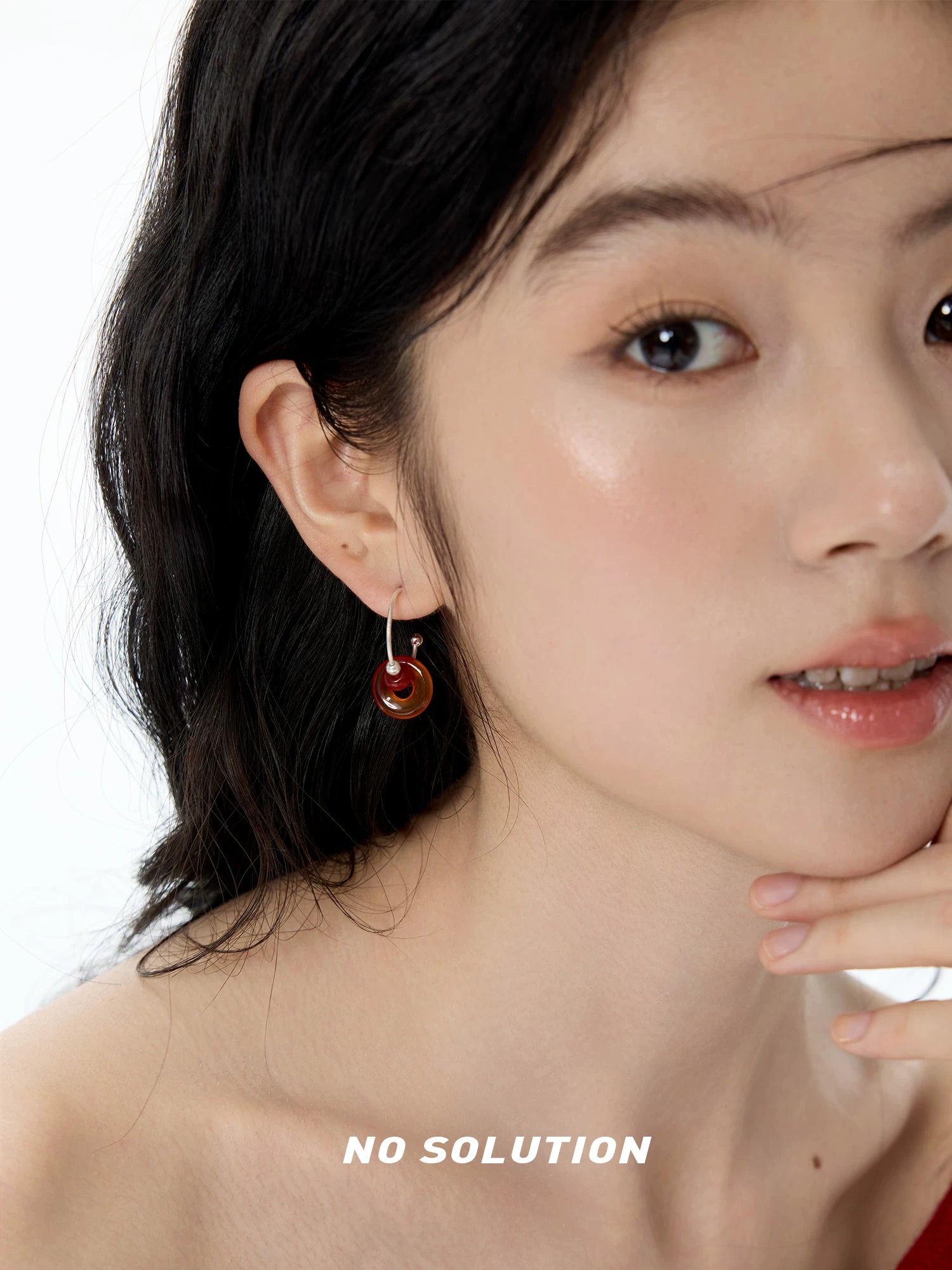 NO SOLUTION Safety Buckle Agate Earrings