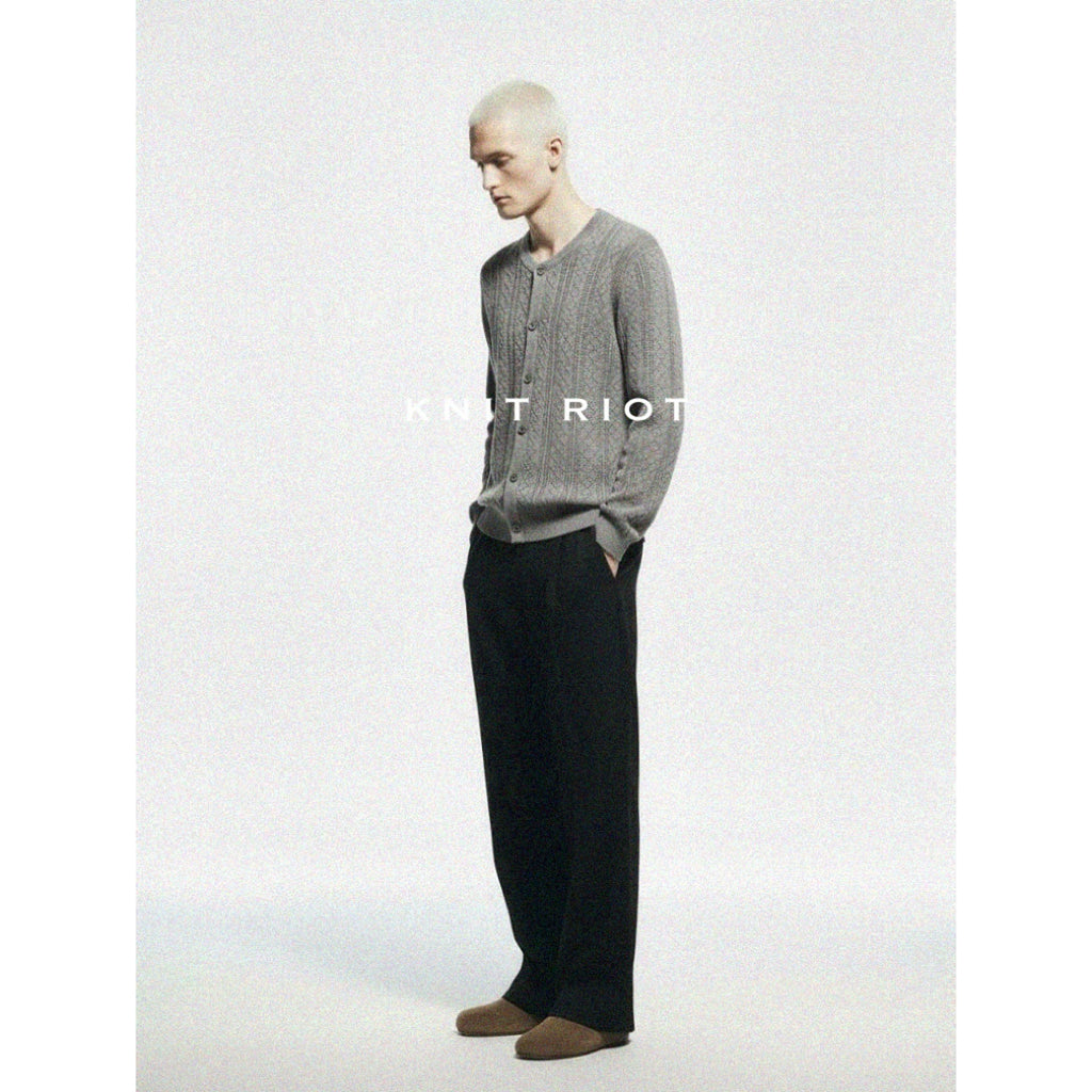 KNITRIOT Hollow Twisted Breathable Knitted Long-sleeved Cardigan