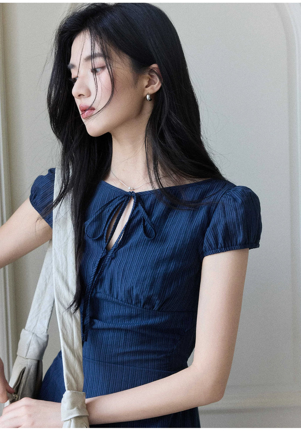 TYANG Temperament Waist Thin Striped Dress