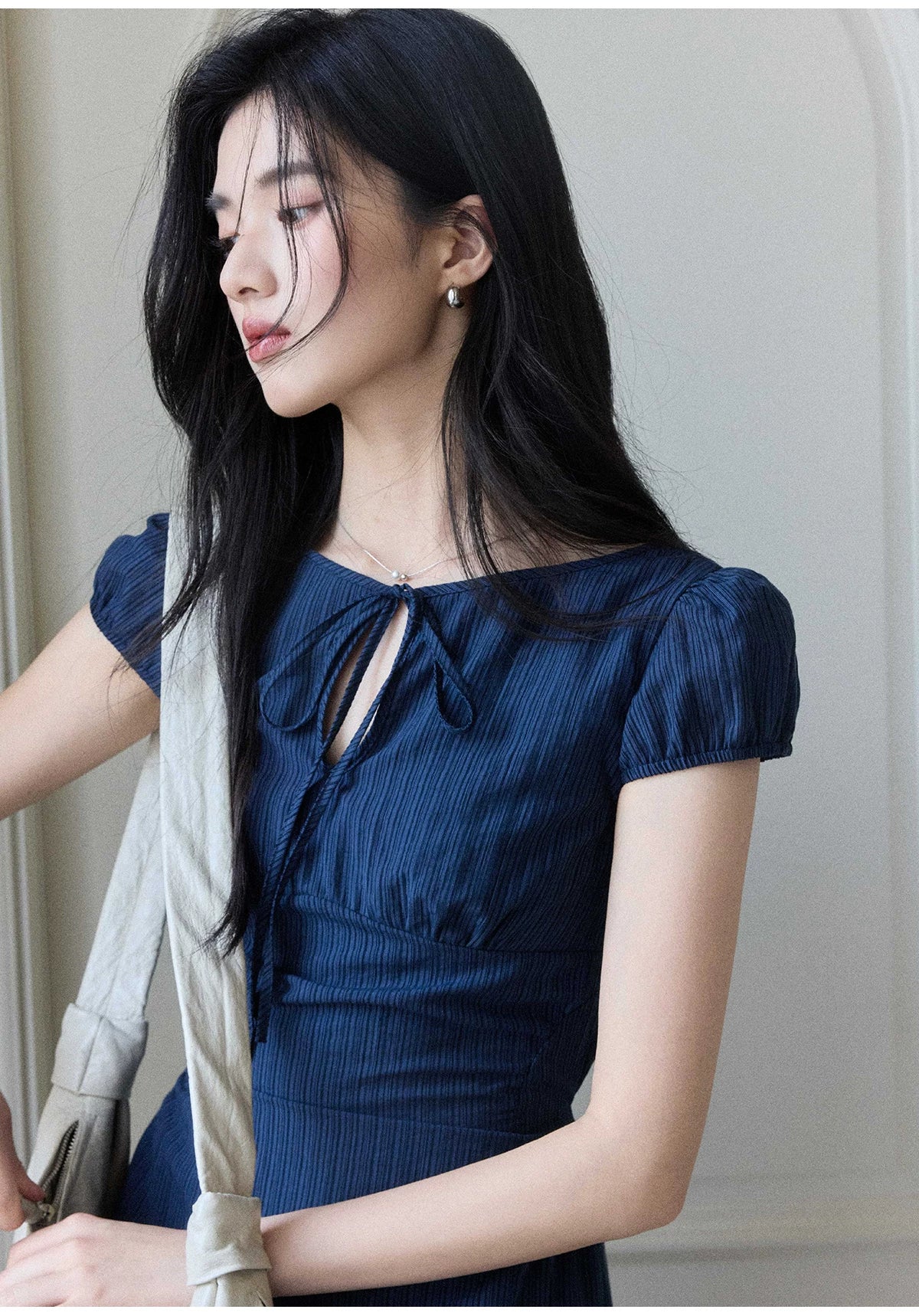 TYANG Temperament Waist Thin Striped Dress