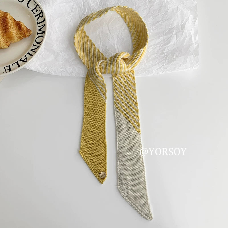 YORSOY Vintage College Style Long Tie Silk Scarf