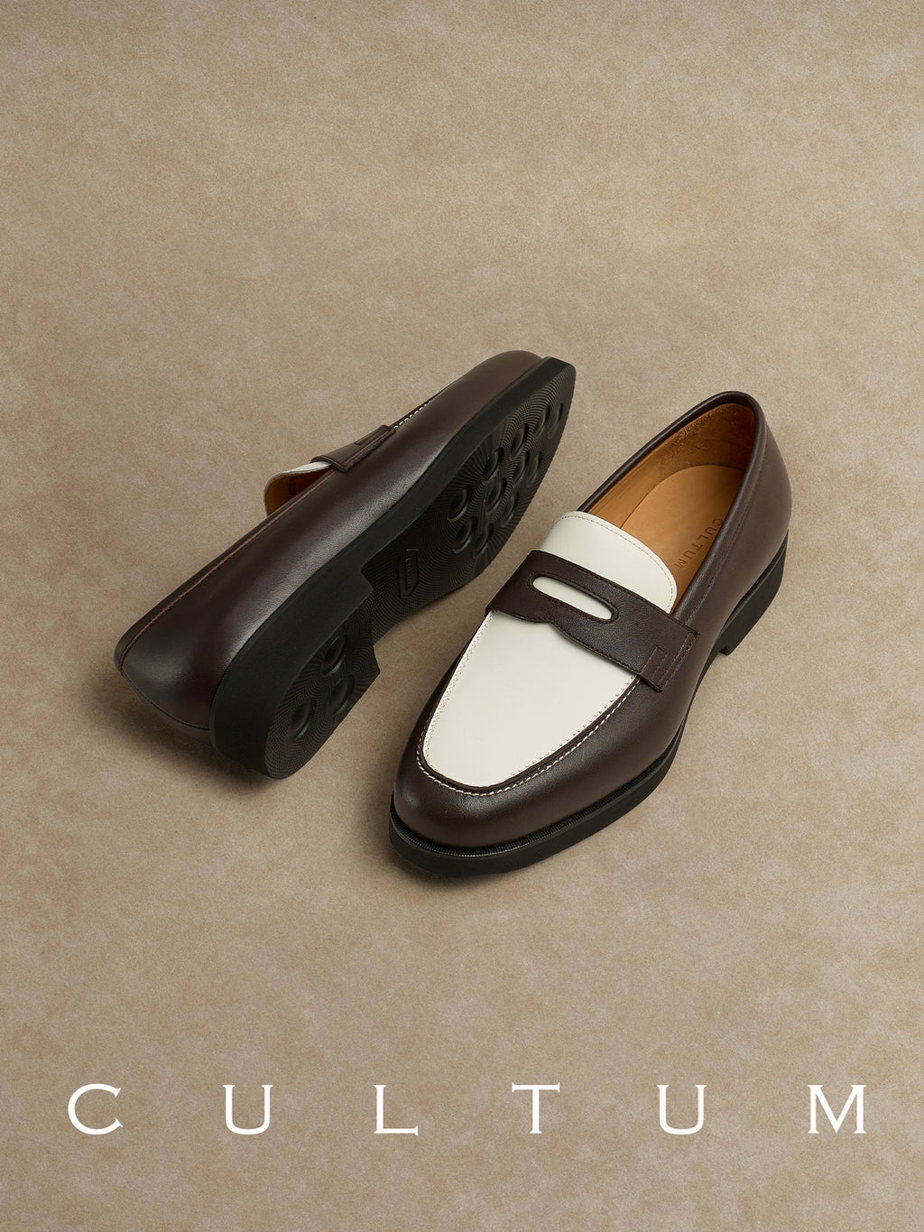 CULTUM Pure Leather Color Matching Flat Leather Shoes