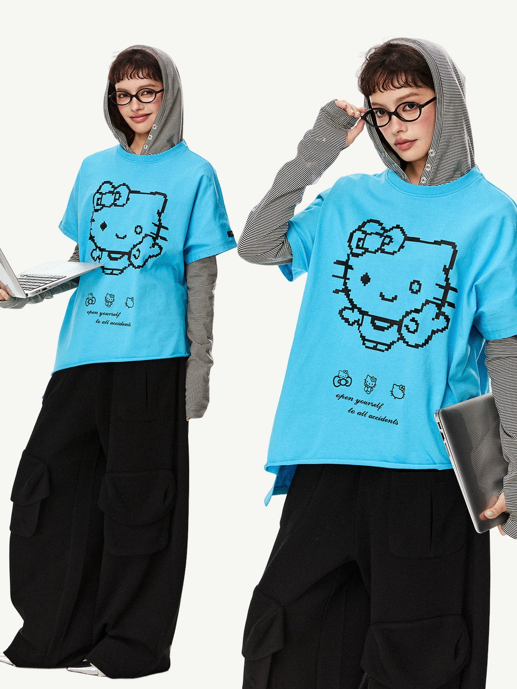 EZEK Cat Print Irregular Loose Tee