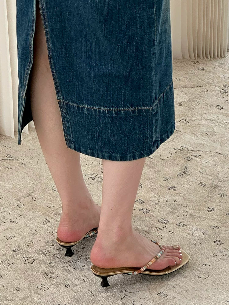 ENNUI Retro Versatile Lazy Low-heeled Sandals