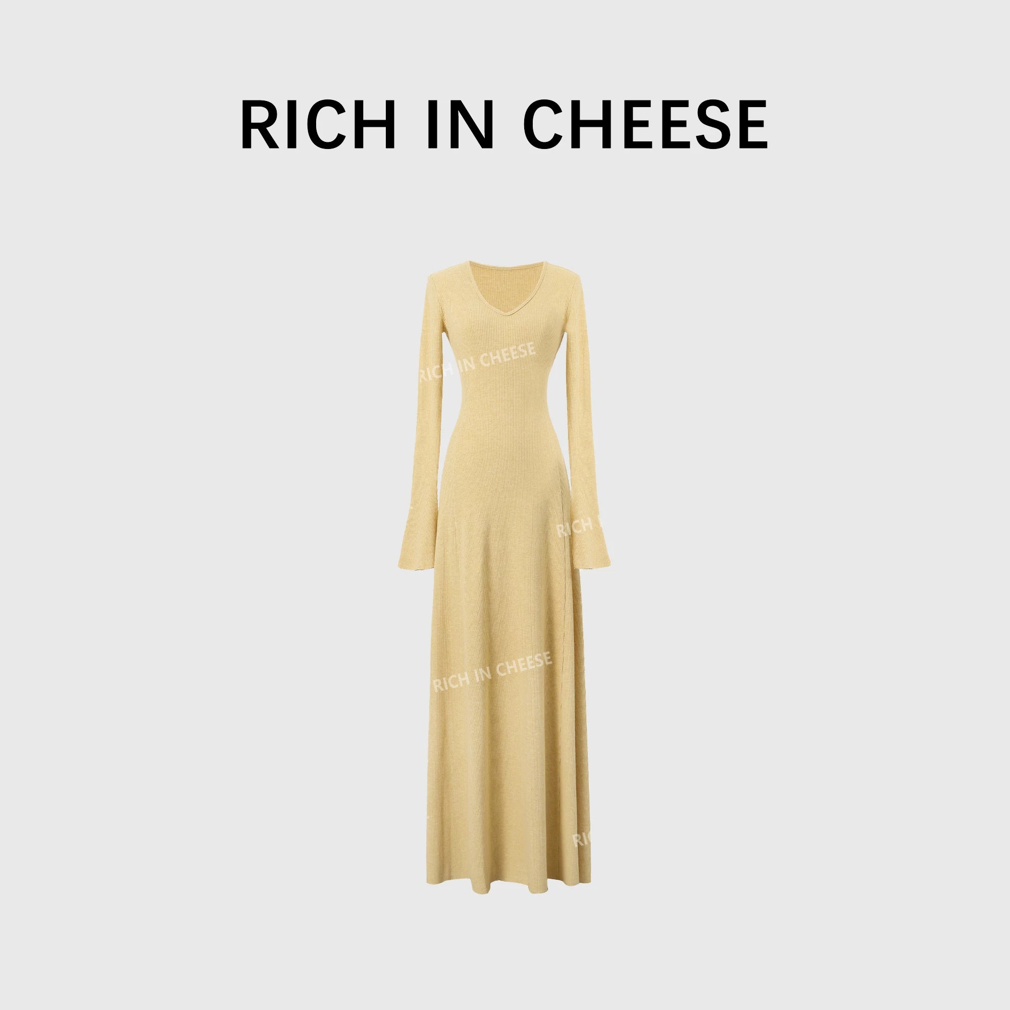 RICH IN CHEESE Knitted Waist Slim Dress