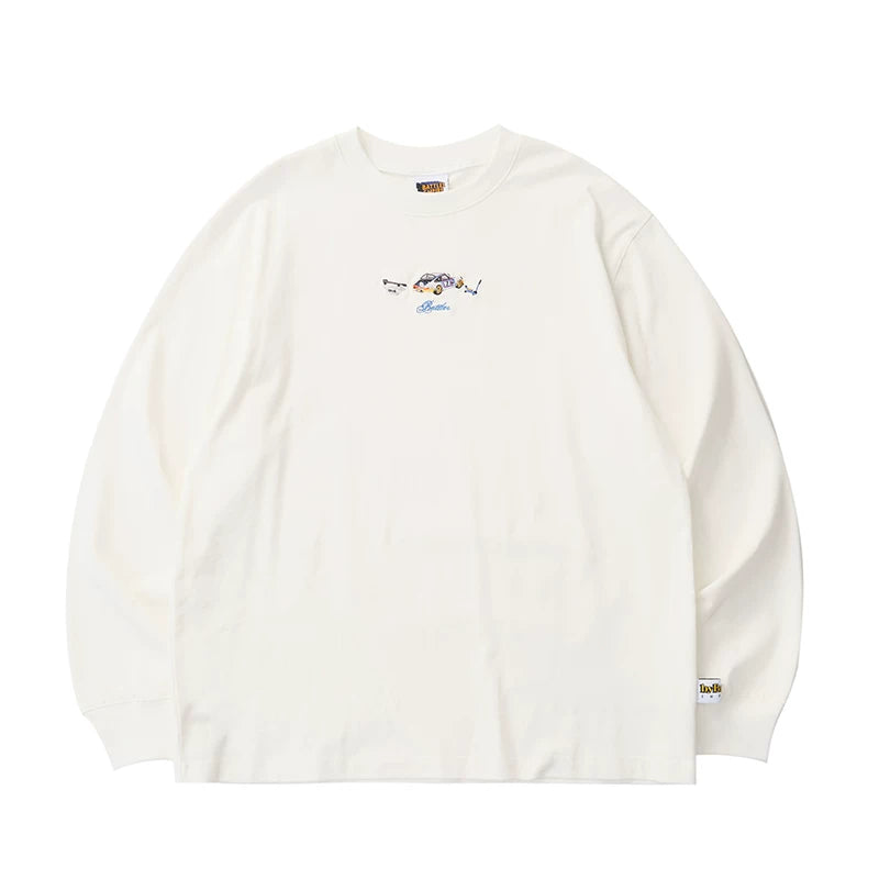 Battles Embroidery Contrast Printing Crew Neck Long Sleeve