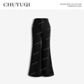 CHUYUQI Fleece Slim-fitting High-waisted Slim-fitting Casual Pants