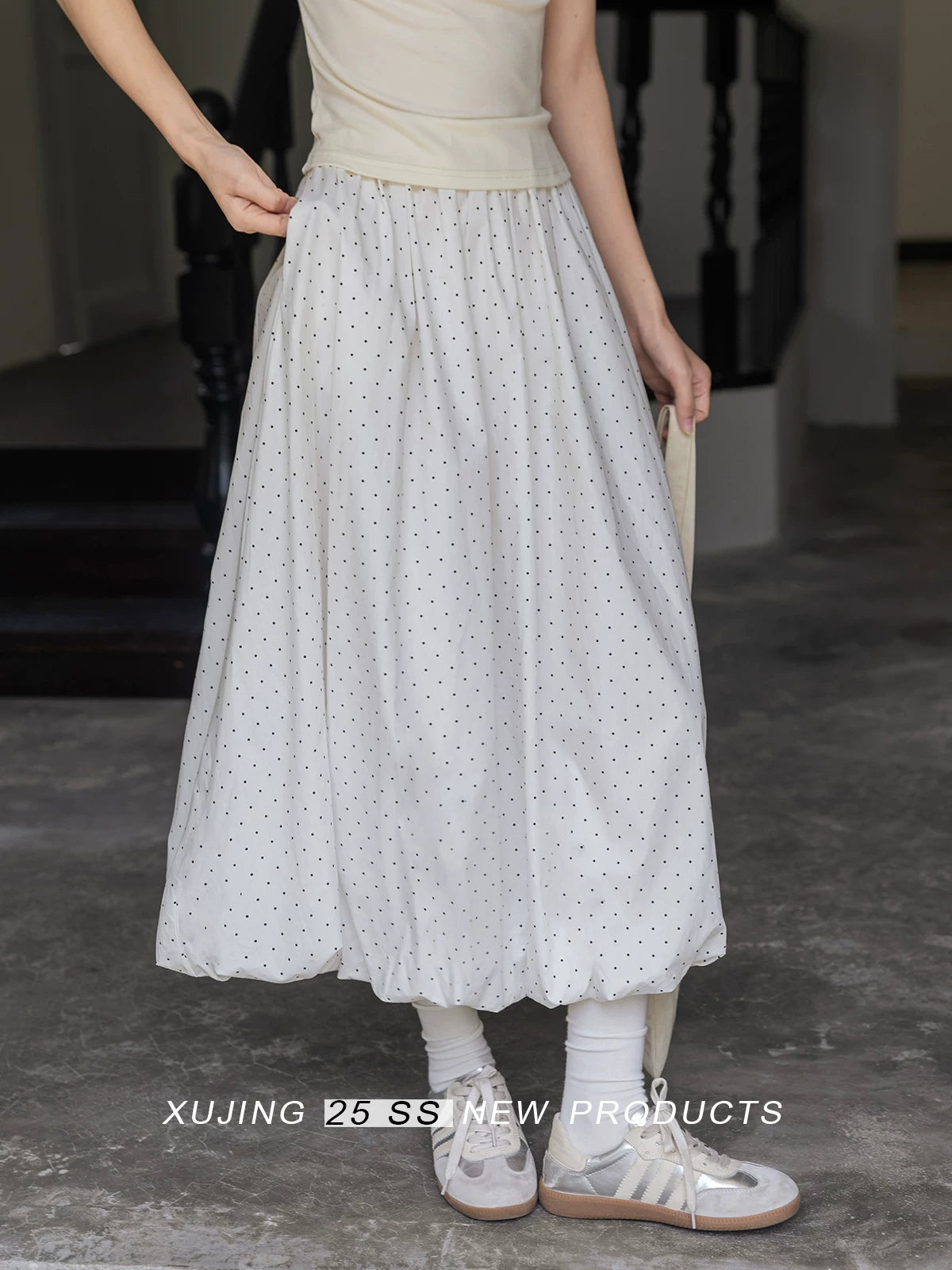 XUJING Temperament Polka Dot Bud Skirt