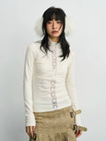 Enteralt Lace Splicing Small Turtleneck Bottom Long Sleeve