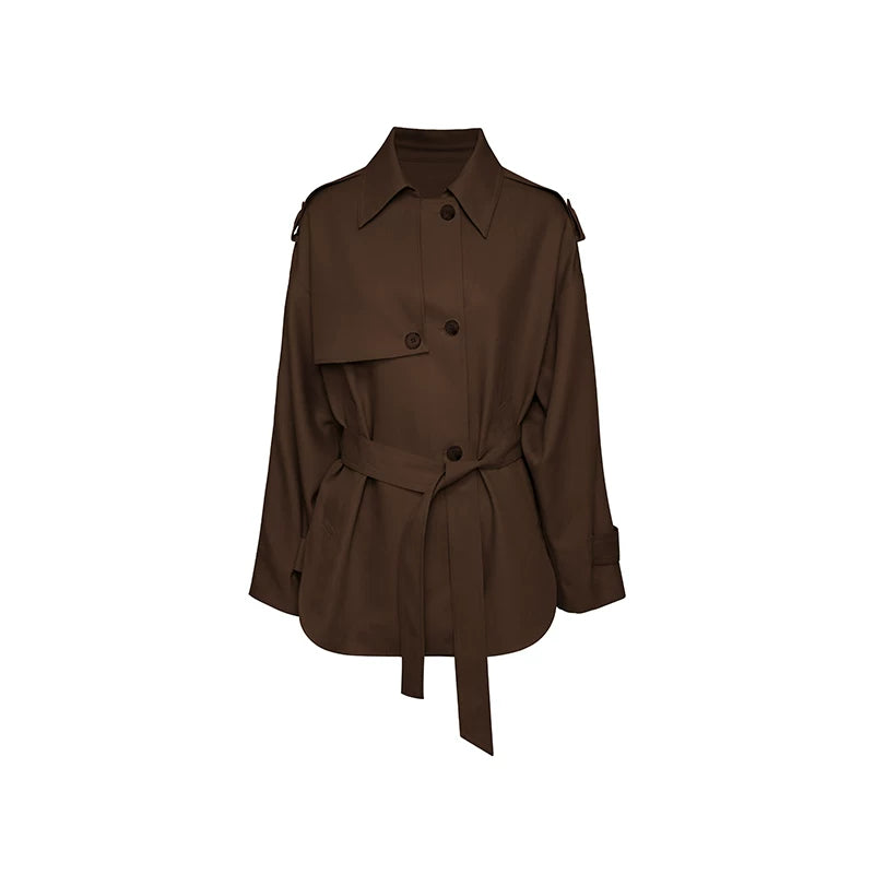 Audwyn Retro Old Money Wind Waist and Thin Lapel Trench Coat