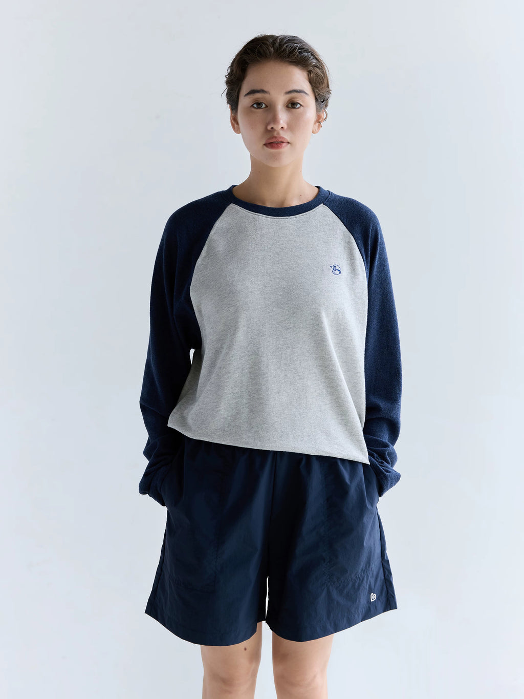 BENT IDEA Color-blocked Raglan Shoulders Loose Long Sleeves
