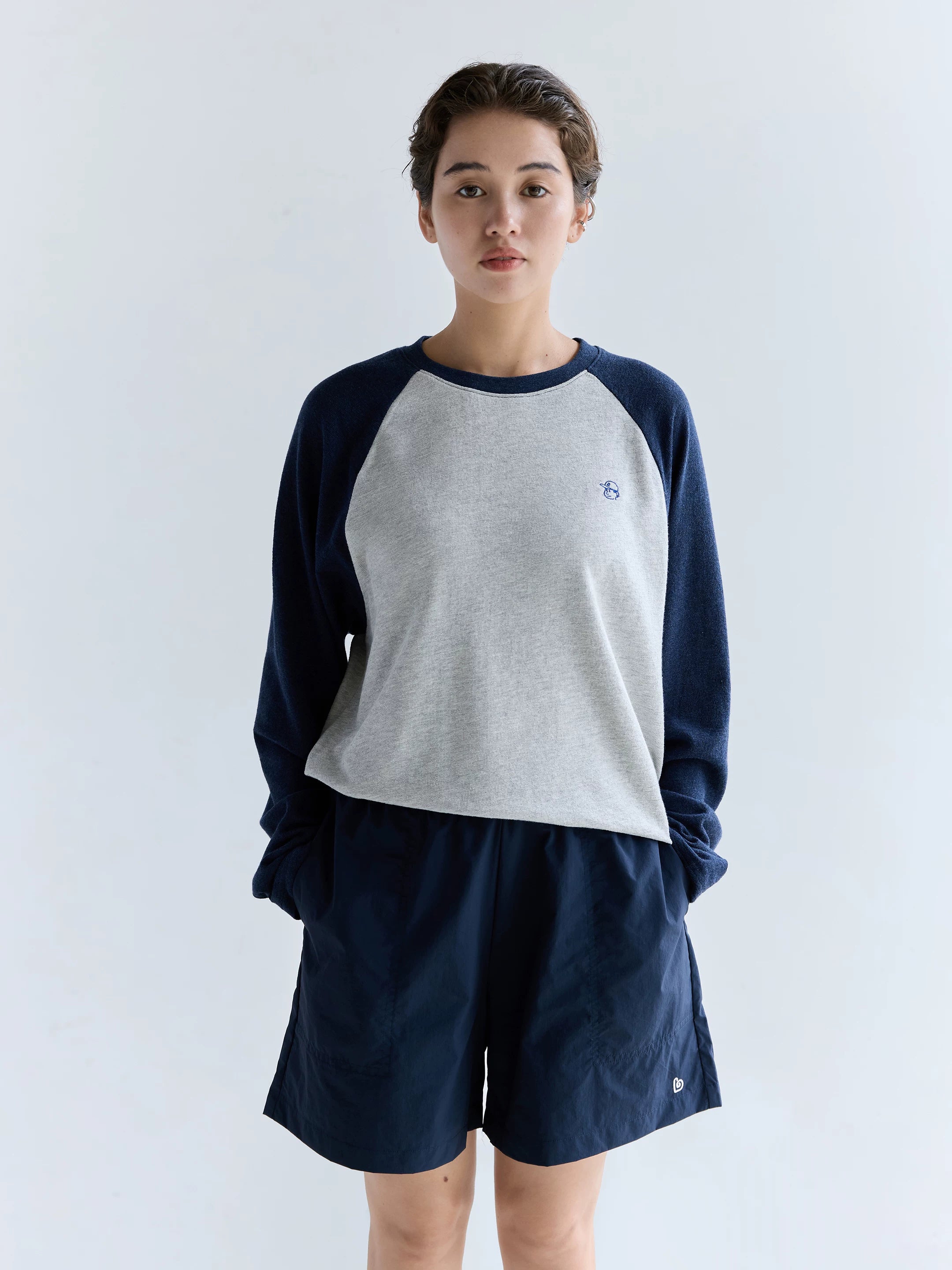 BENT IDEA Color-blocked Raglan Shoulders Loose Long Sleeves