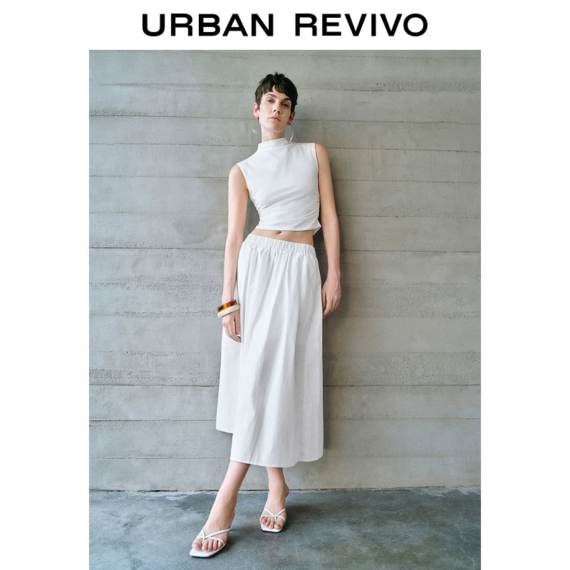 URBAN REVIVO Simple Elastic Waist Super Loose Skirt