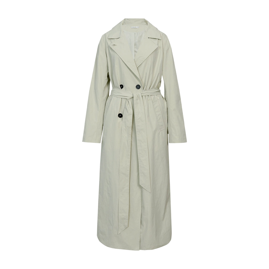 FUNKYFUN Double-breasted Stand-up Collar Loose Trench Coat