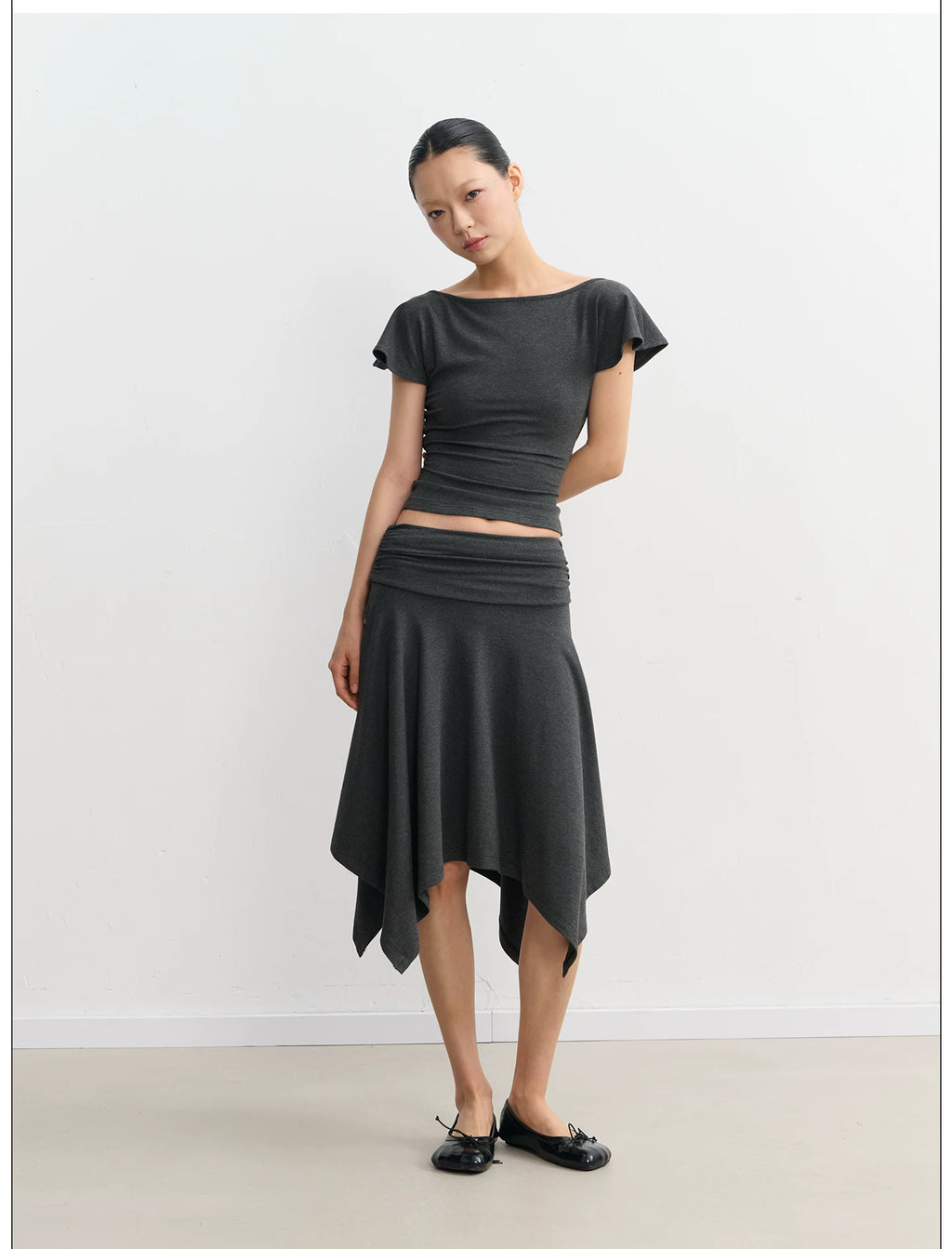LINY LIBERTY Lotus Leaf Edge Waist Tee Skirt Set