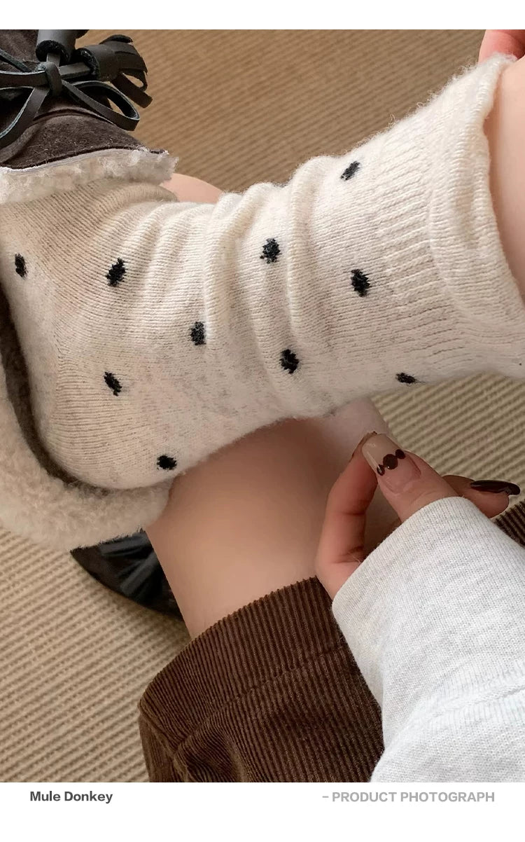 Mule Donkey Polka Dot Medium Tube Wool Stacking Socks