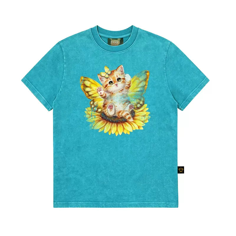 MMBBT Sunflower Cat Print Short Tee