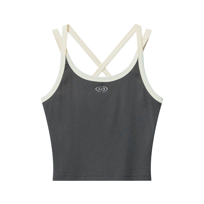 Nariele Vintage Embroidered Suspender Tank Top
