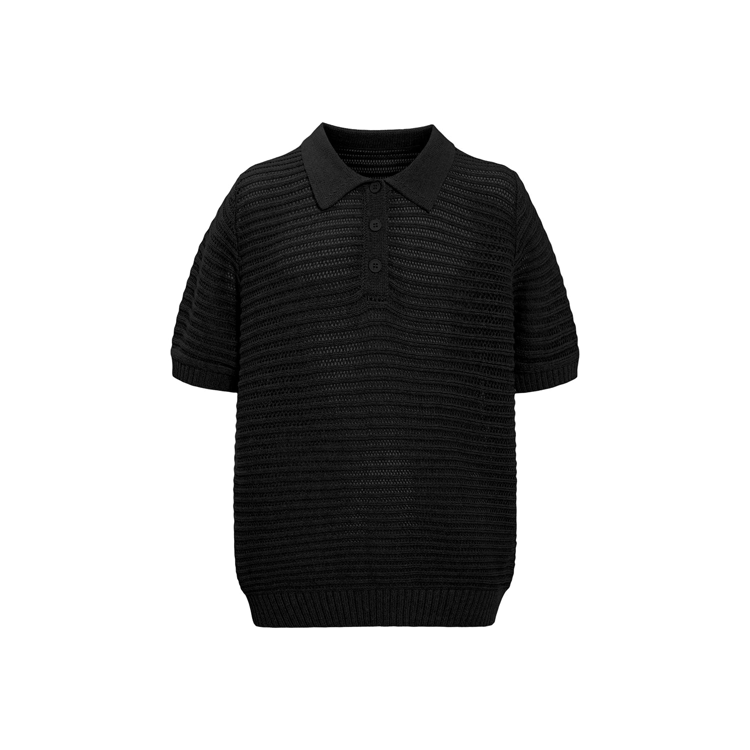 Sameuoo Shoulder Knit Hollow Polo Shirt