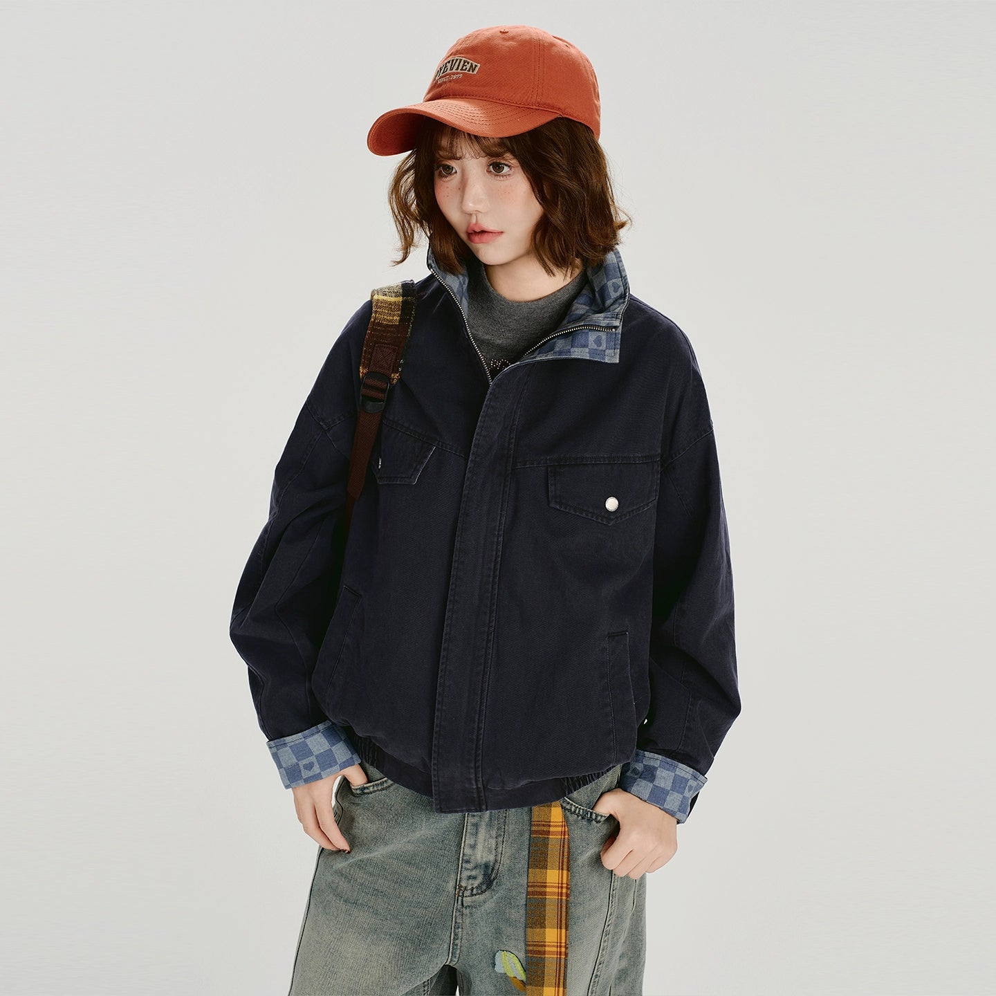 Girlyhalo Vintage Lapel Contrast Jacket