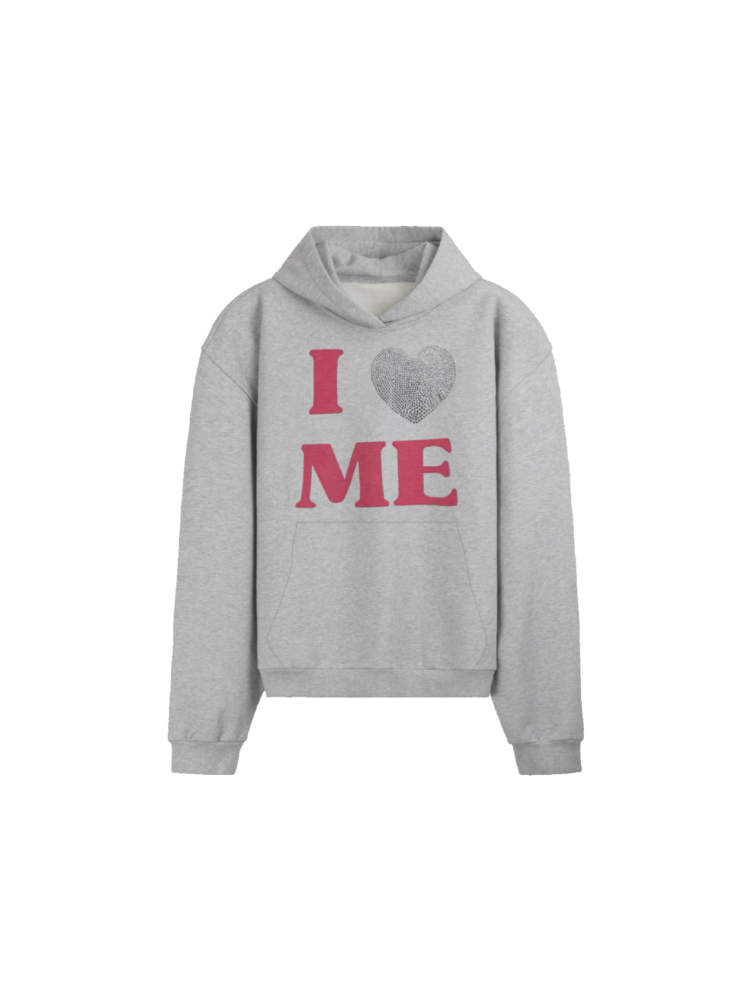 KONOOT Love Hot Diamond Letter Foam Print Hooded Sweater