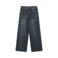 FUNKYFUN Retro Old Contrasting Embroidered Jeans