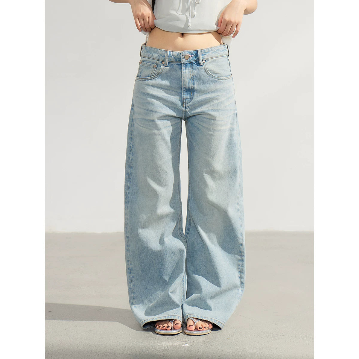 WITHMIN Loose Straight Drape Thin Jeans
