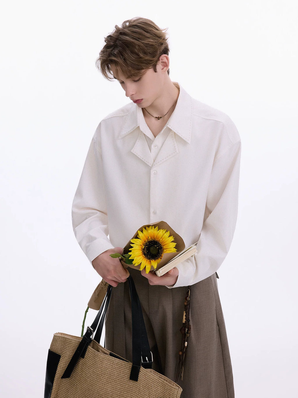 CHOR Casual Fake Two-piece Lapel Button-up Shirt