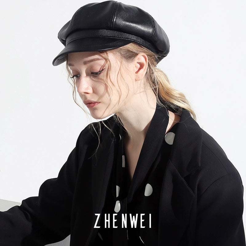 ZHENWEI Vintage PU Leather Beret