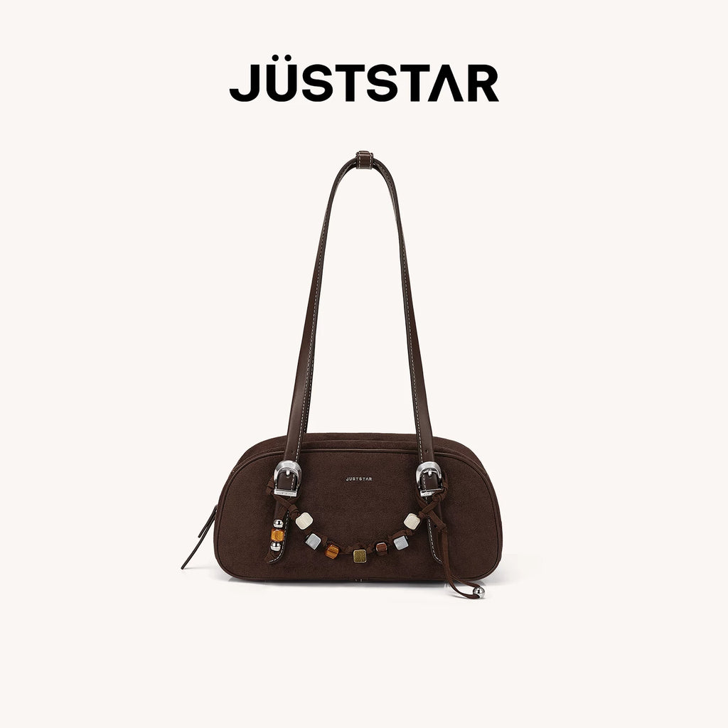 JUST STAR Suede Shoulder Armpit Bag