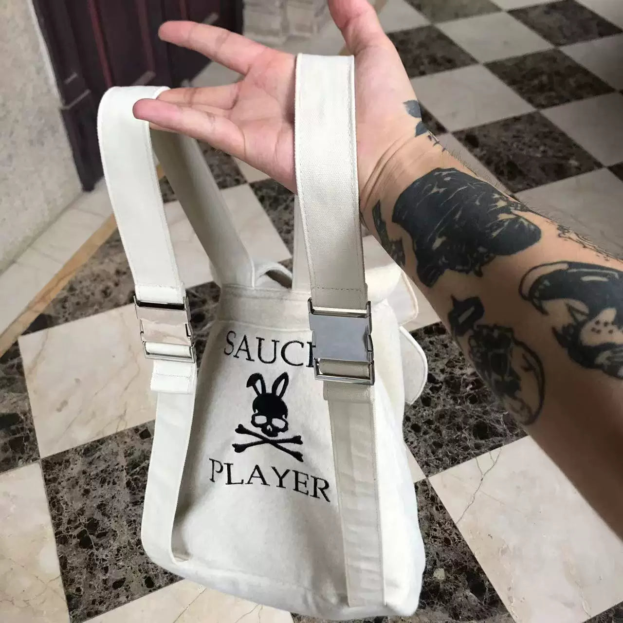 SAUCE Mink Rabbit Ear Embroidered Backpack