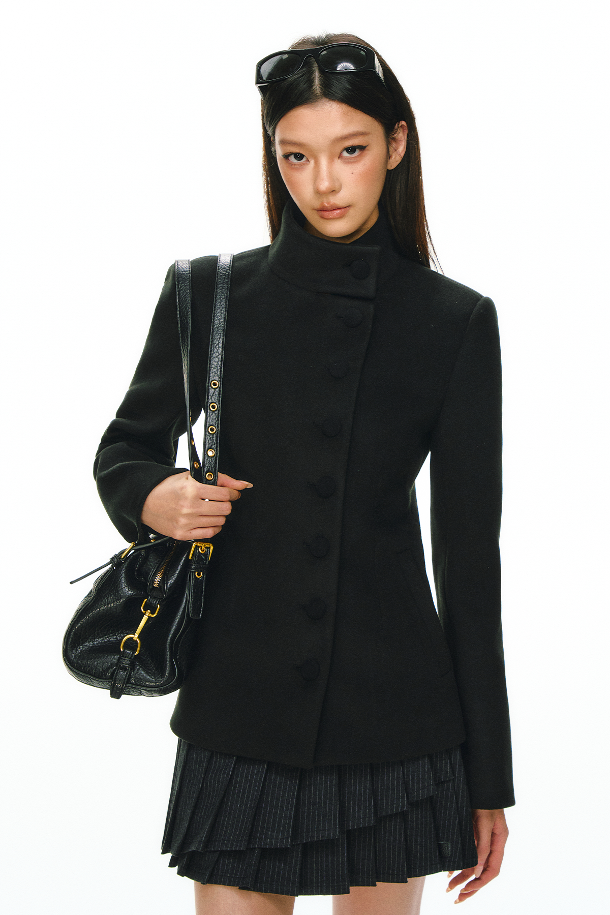 Ariseism Vintage Semi-turtleneck Button Woolen Coat