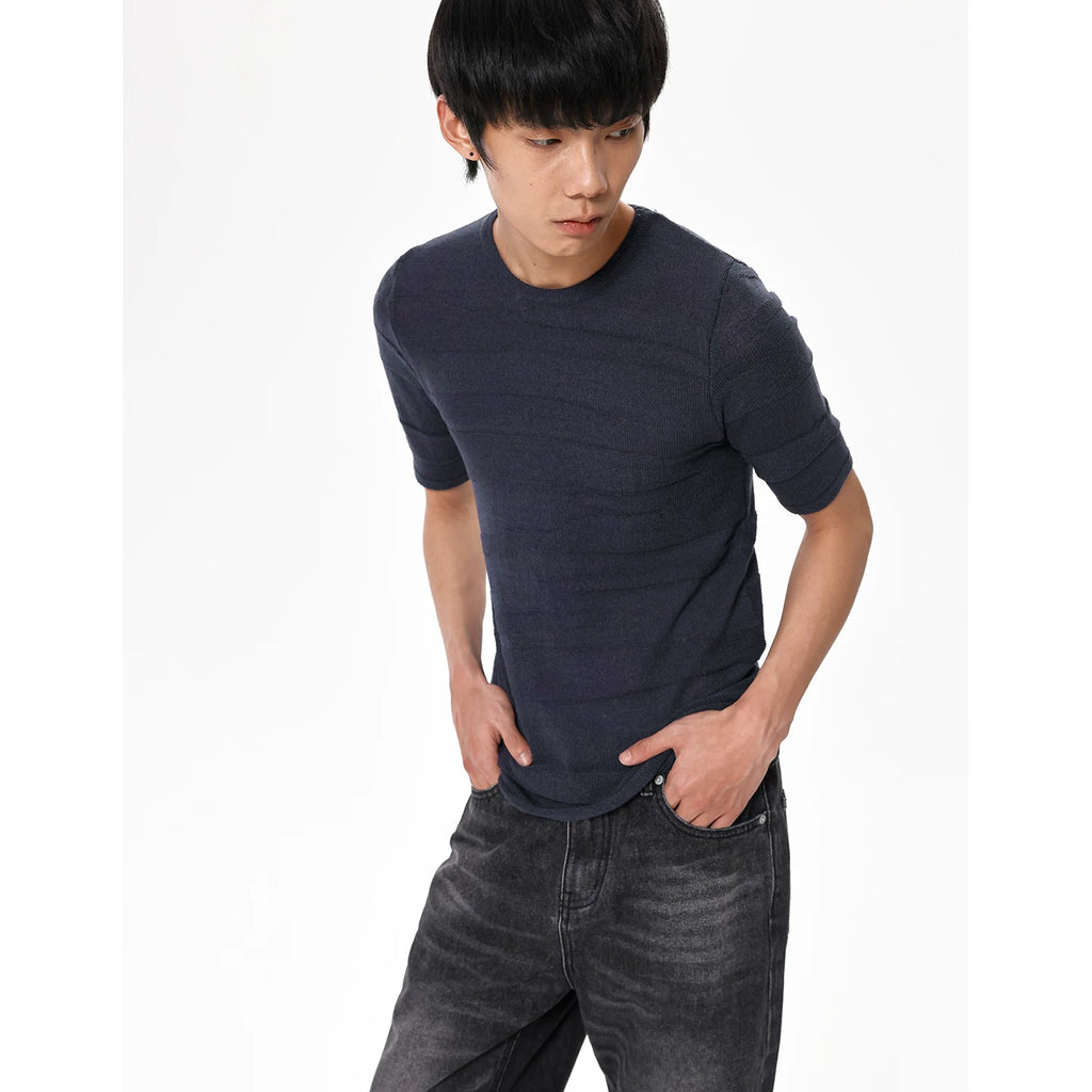 Slight Vogue Camouflage Ice Silk Woolen Casual Tee