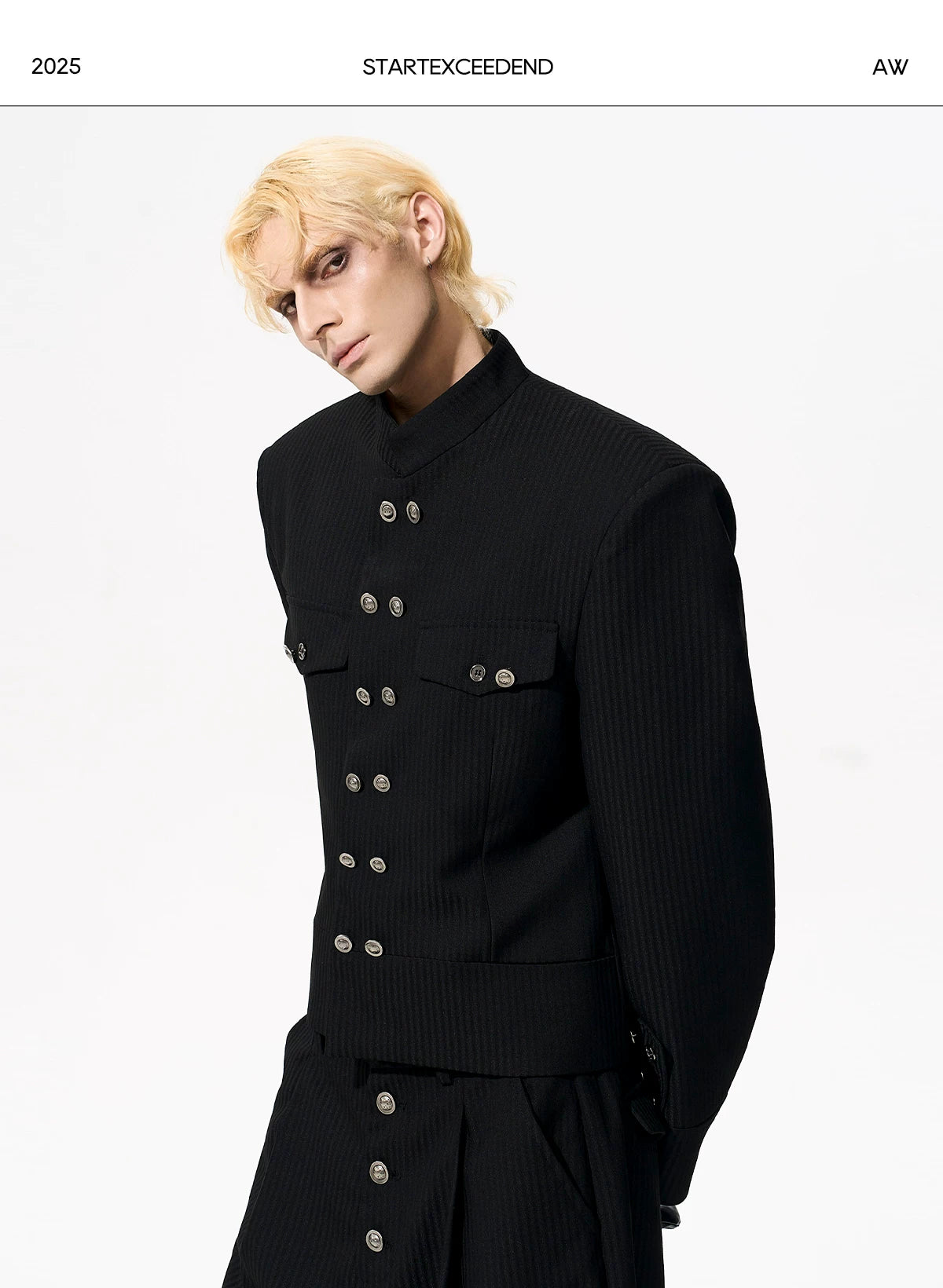 STARTEXCEEDEND Premium Vertical Striped Blazer