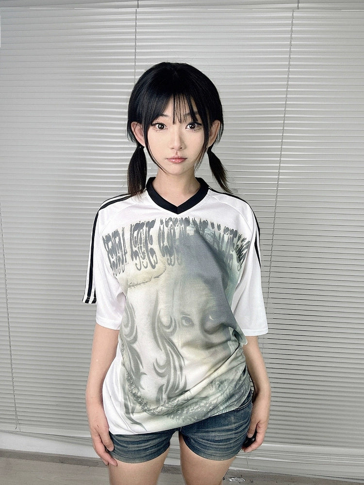 WEBBAR Japanese Gothic V-neck Tee