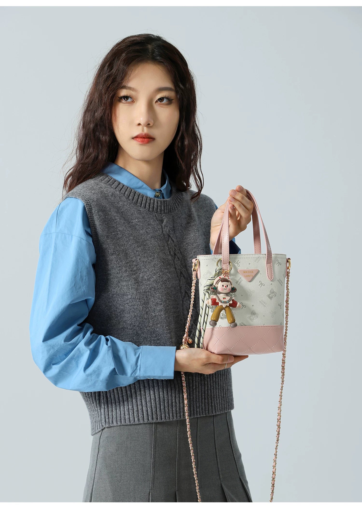 Masha Lanti Chain Bear Crossbody Bag