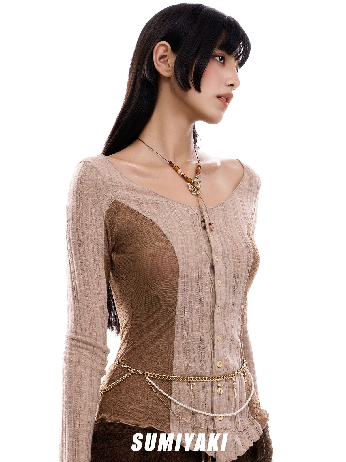 SUMIYAKI Vintage Beaded Butterfly Necklace