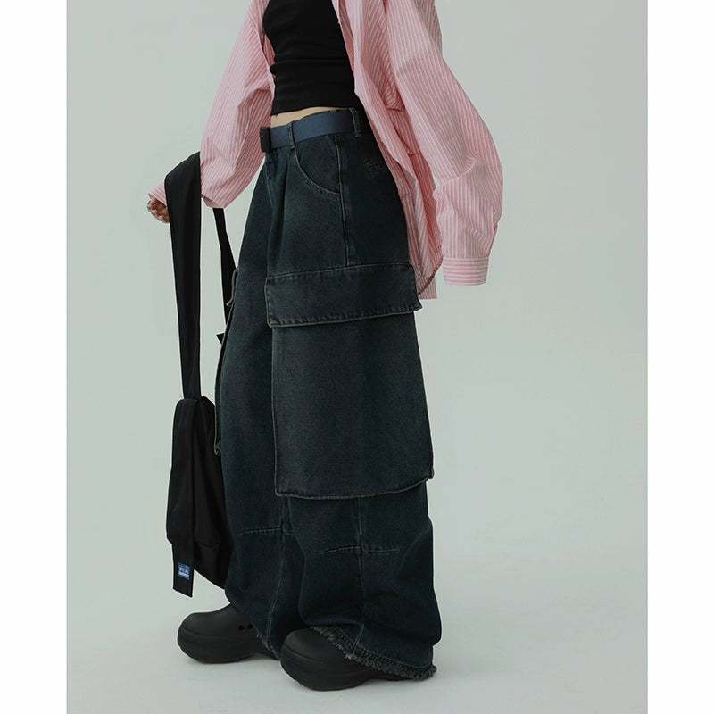 STILLYOU Vintage Tooling Cool Big Pocket Jeans