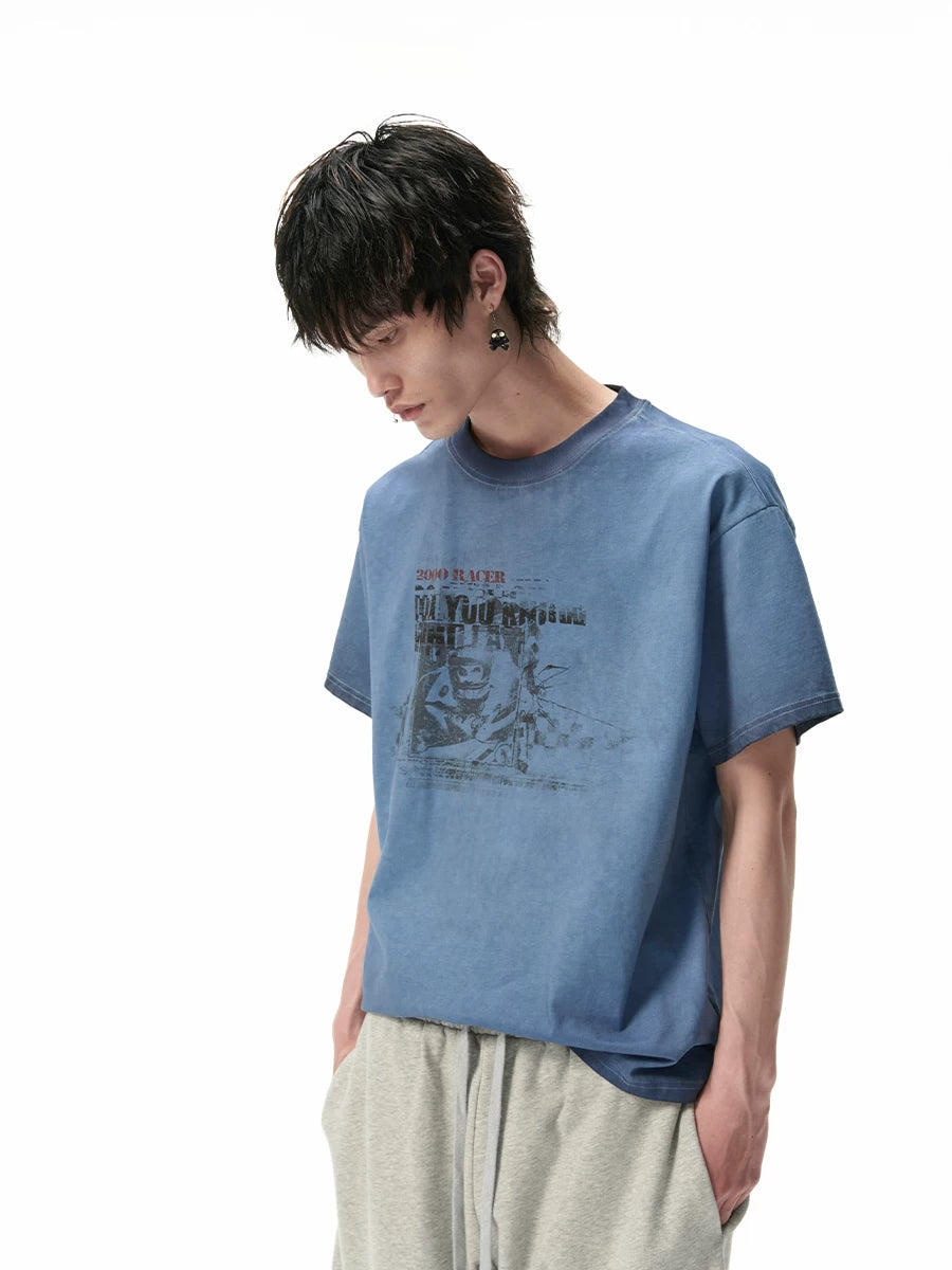 SGW Racer Dirty Dye Print Casual Tee