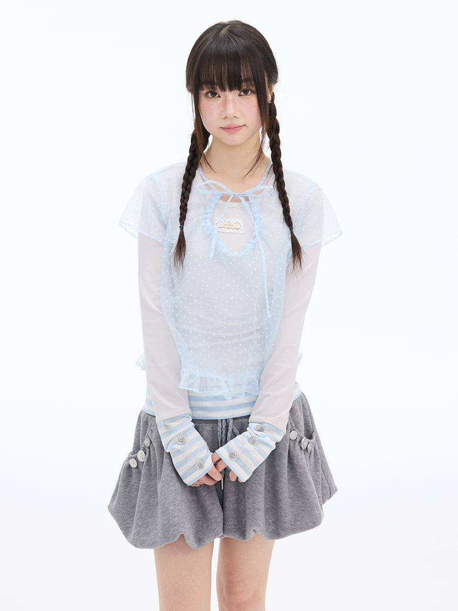 MOMSAYCAN Striped Splicing Long-sleeved Set